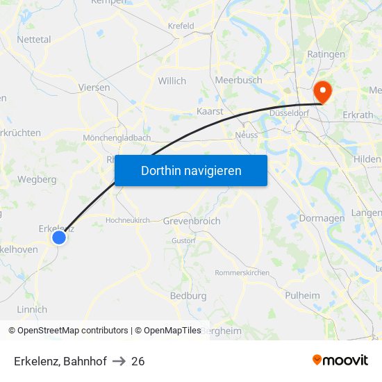 Erkelenz, Bahnhof to 26 map