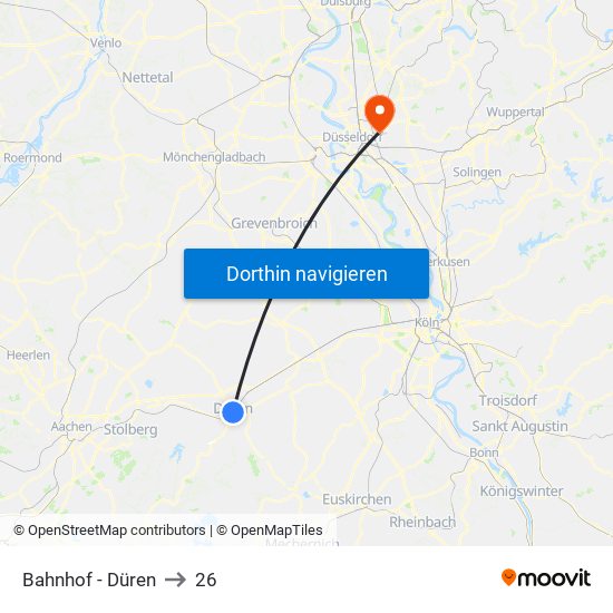 Bahnhof - Düren to 26 map