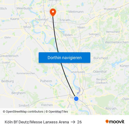 Köln Bf Deutz/Messe Lanxess Arena to 26 map