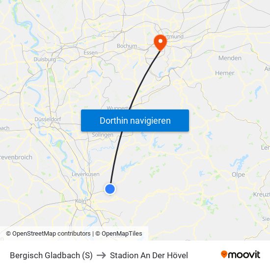 Bergisch Gladbach (S) to Stadion An Der Hövel map