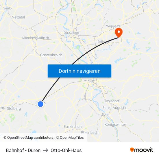 Bahnhof - Düren to Otto-Ohl-Haus map