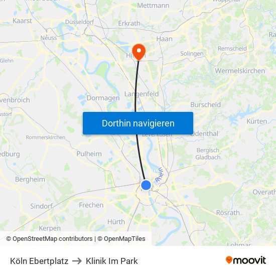 Köln Ebertplatz to Klinik Im Park map