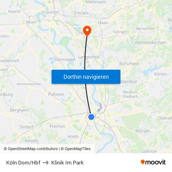 Köln Dom/Hbf to Klinik Im Park map