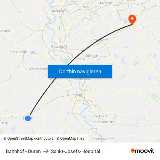 Bahnhof - Düren to Sankt-Josefs-Hospital map