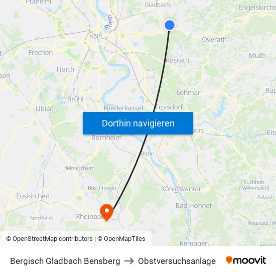 Bergisch Gladbach Bensberg to Obstversuchsanlage map