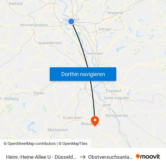 Heinr.-Heine-Allee U - Düsseldorf to Obstversuchsanlage map