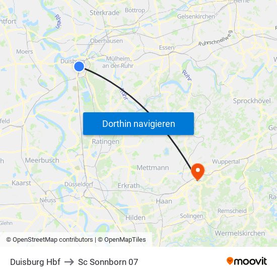 Duisburg Hbf to Sc Sonnborn 07 map