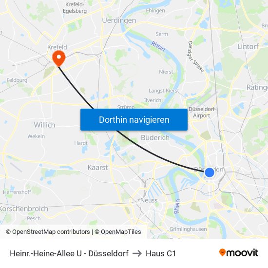Heinr.-Heine-Allee U - Düsseldorf to Haus C1 map