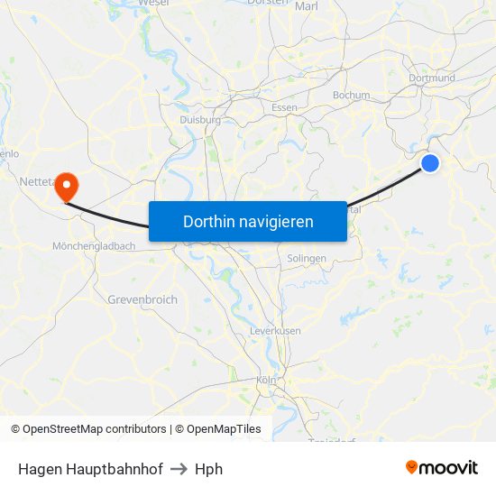 Hagen Hauptbahnhof to Hph map