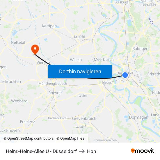 Heinr.-Heine-Allee U - Düsseldorf to Hph map