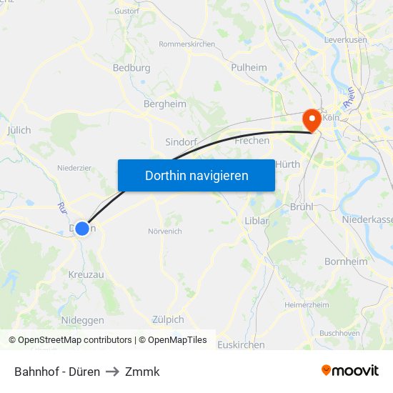 Bahnhof - Düren to Zmmk map