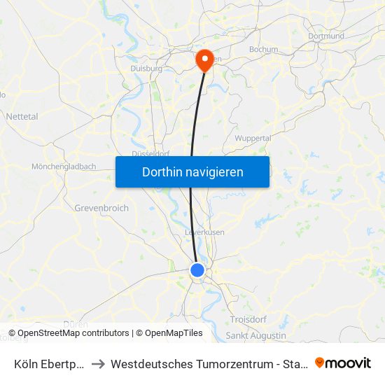 Köln Ebertplatz to Westdeutsches Tumorzentrum - Stationen map