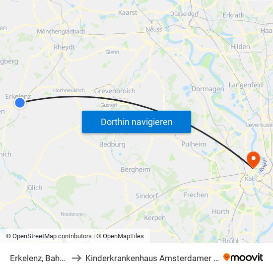 Erkelenz, Bahnhof to Kinderkrankenhaus Amsterdamer Straße map