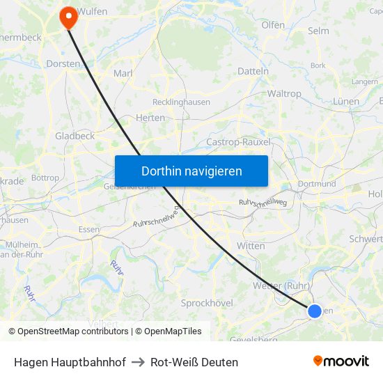 Hagen Hauptbahnhof to Rot-Weiß Deuten map