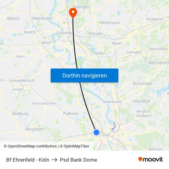 Bf Ehrenfeld - Köln to Psd Bank Dome map