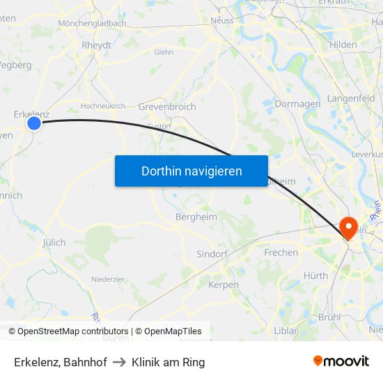 Erkelenz, Bahnhof to Klinik am Ring map