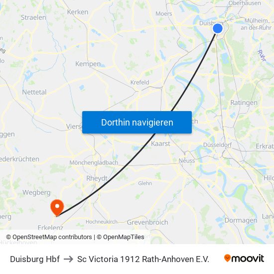Duisburg Hbf to Sc Victoria 1912 Rath-Anhoven E.V. map