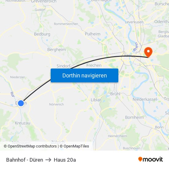 Bahnhof - Düren to Haus 20a map