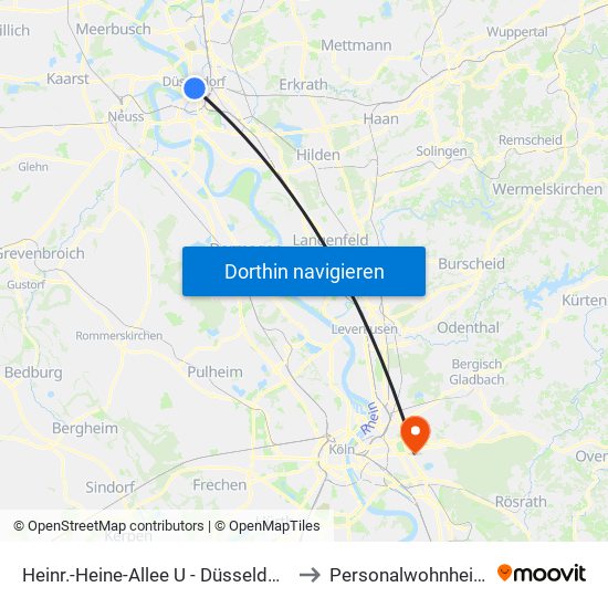 Heinr.-Heine-Allee U - Düsseldorf to Personalwohnheim map