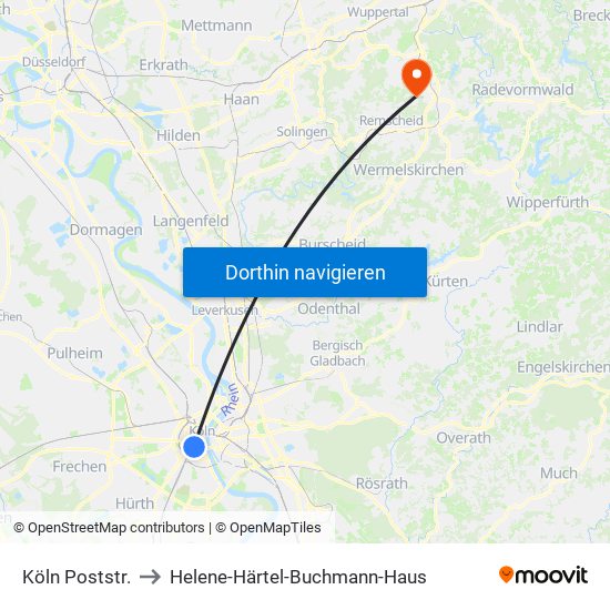 Köln Poststr. to Helene-Härtel-Buchmann-Haus map
