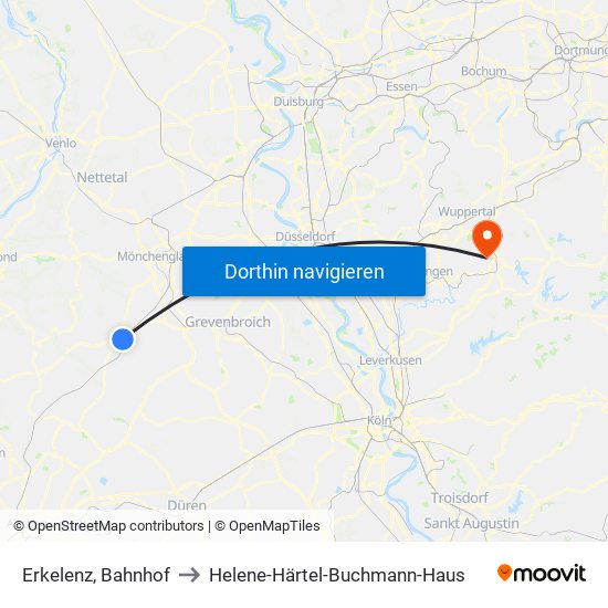 Erkelenz, Bahnhof to Helene-Härtel-Buchmann-Haus map