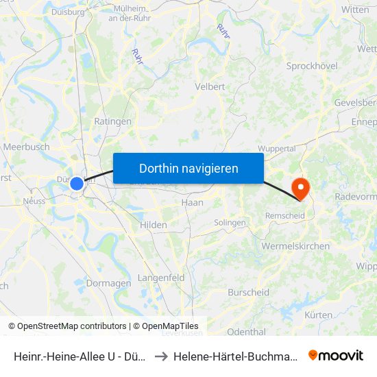 Heinr.-Heine-Allee U - Düsseldorf to Helene-Härtel-Buchmann-Haus map