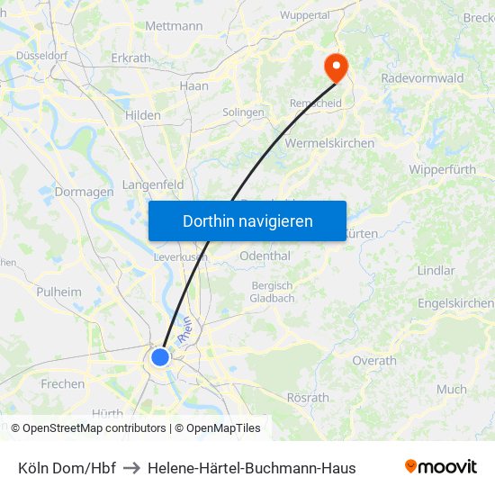 Köln Dom/Hbf to Helene-Härtel-Buchmann-Haus map