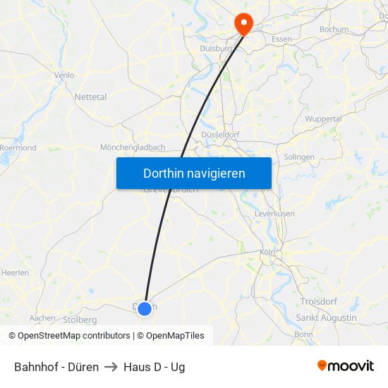 Bahnhof - Düren to Haus D - Ug map