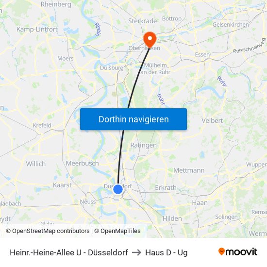 Heinr.-Heine-Allee U - Düsseldorf to Haus D - Ug map