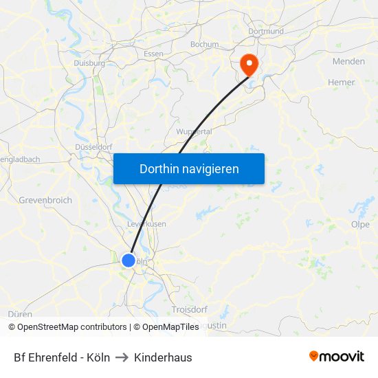 Bf Ehrenfeld - Köln to Kinderhaus map