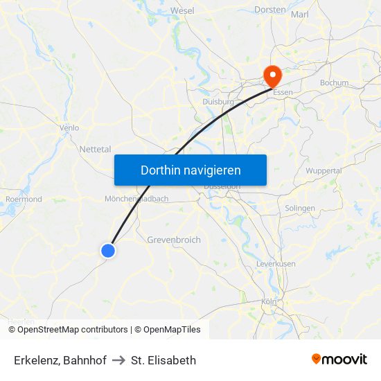 Erkelenz, Bahnhof to St. Elisabeth map