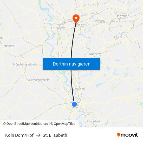 Köln Dom/Hbf to St. Elisabeth map