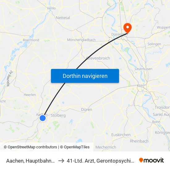 Aachen, Hauptbahnhof to 41-Ltd. Arzt, Gerontopsychiatrie map