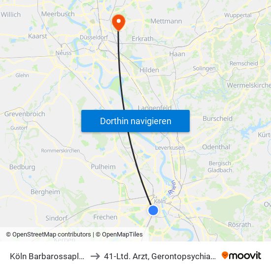 Köln Barbarossaplatz to 41-Ltd. Arzt, Gerontopsychiatrie map