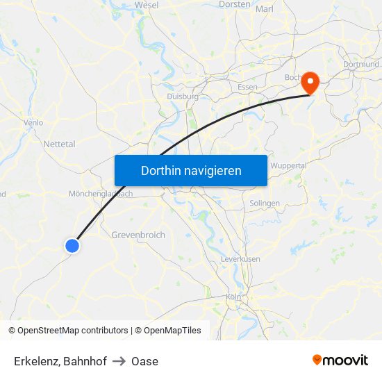 Erkelenz, Bahnhof to Oase map