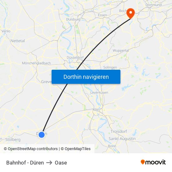 Bahnhof - Düren to Oase map