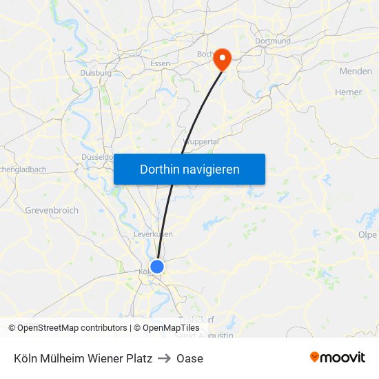 Köln Mülheim Wiener Platz to Oase map