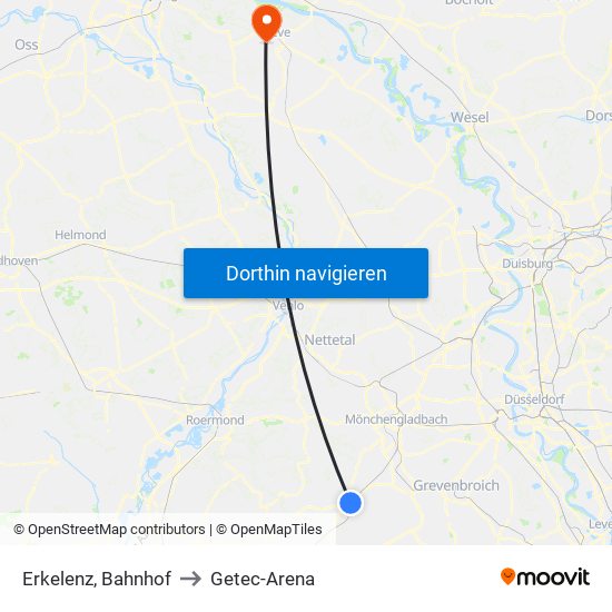 Erkelenz, Bahnhof to Getec-Arena map