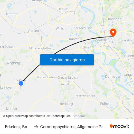 Erkelenz, Bahnhof to Gerontopsychiatrie, Allgemeine Psychiatrie 1 map