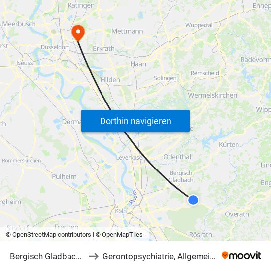 Bergisch Gladbach Bensberg to Gerontopsychiatrie, Allgemeine Psychiatrie 1 map