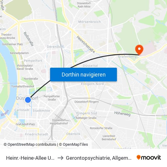 Heinr.-Heine-Allee U - Düsseldorf to Gerontopsychiatrie, Allgemeine Psychiatrie 1 map