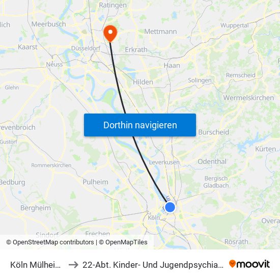 Köln Mülheim Wiener Platz to 22-Abt. Kinder- Und Jugendpsychiatrie, Tagesklinik Institutsambulanz map