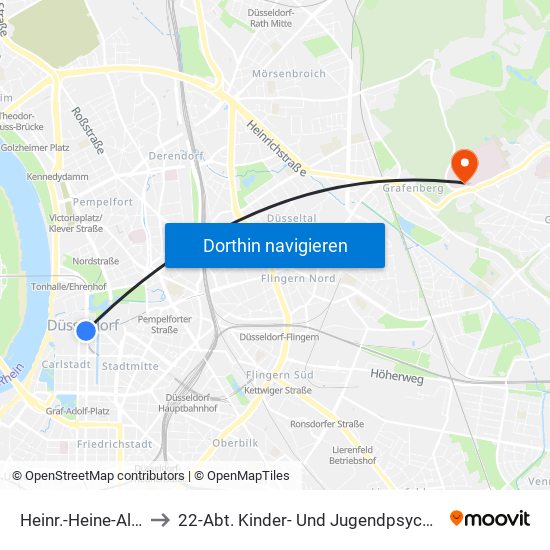 Heinr.-Heine-Allee U - Düsseldorf to 22-Abt. Kinder- Und Jugendpsychiatrie, Tagesklinik Institutsambulanz map