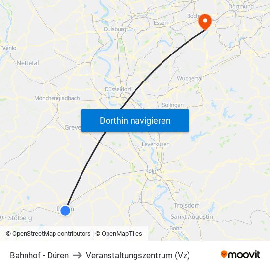 Bahnhof - Düren to Veranstaltungszentrum (Vz) map