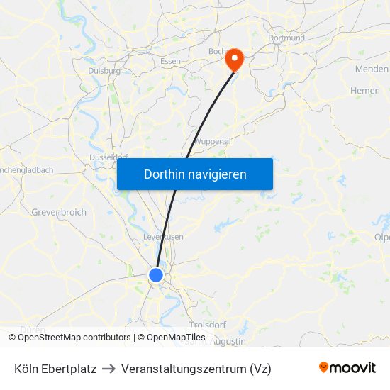 Köln Ebertplatz to Veranstaltungszentrum (Vz) map