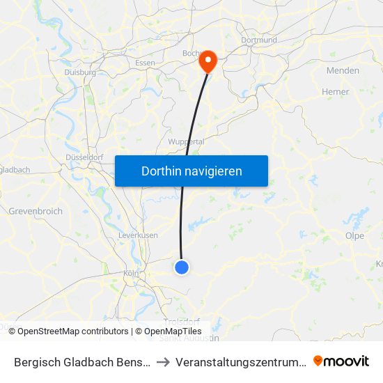 Bergisch Gladbach Bensberg to Veranstaltungszentrum (Vz) map