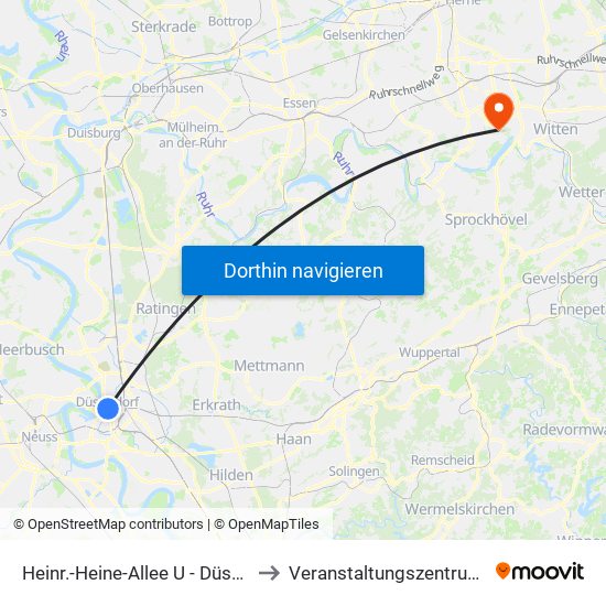 Heinr.-Heine-Allee U - Düsseldorf to Veranstaltungszentrum (Vz) map