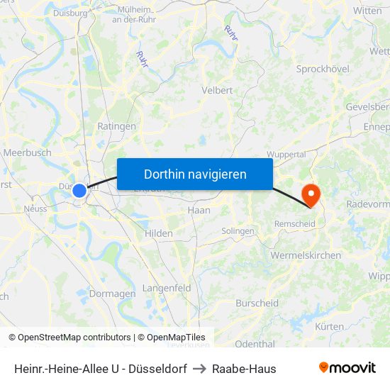 Heinr.-Heine-Allee U - Düsseldorf to Raabe-Haus map