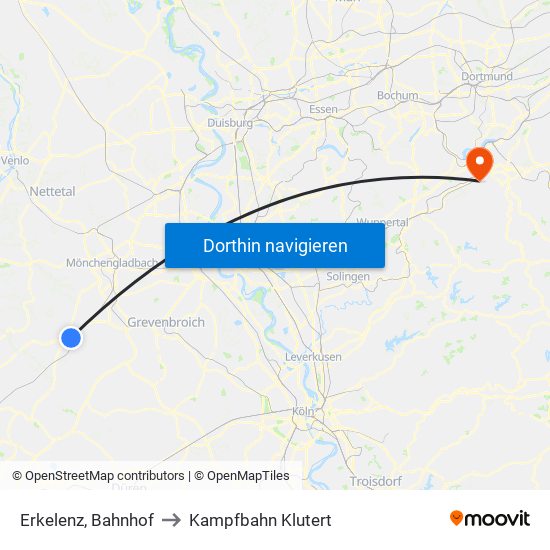 Erkelenz, Bahnhof to Kampfbahn Klutert map