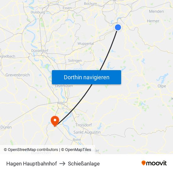 Hagen Hauptbahnhof to Schießanlage map